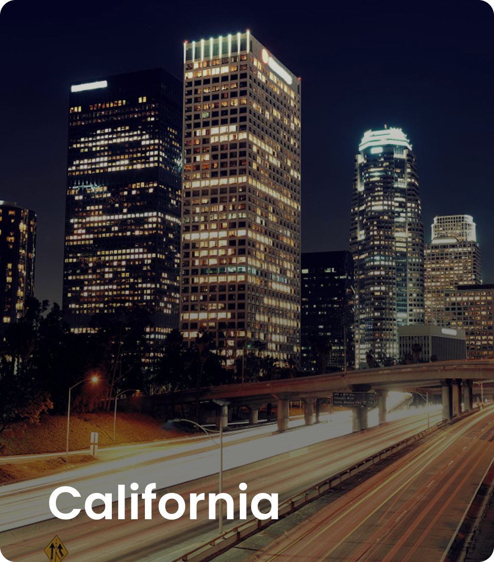 California city skyline at night